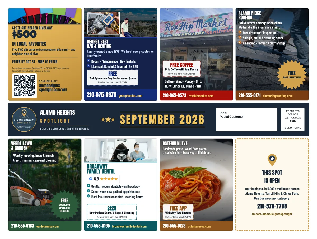The September 2026 Alamo Heights Spotlight card