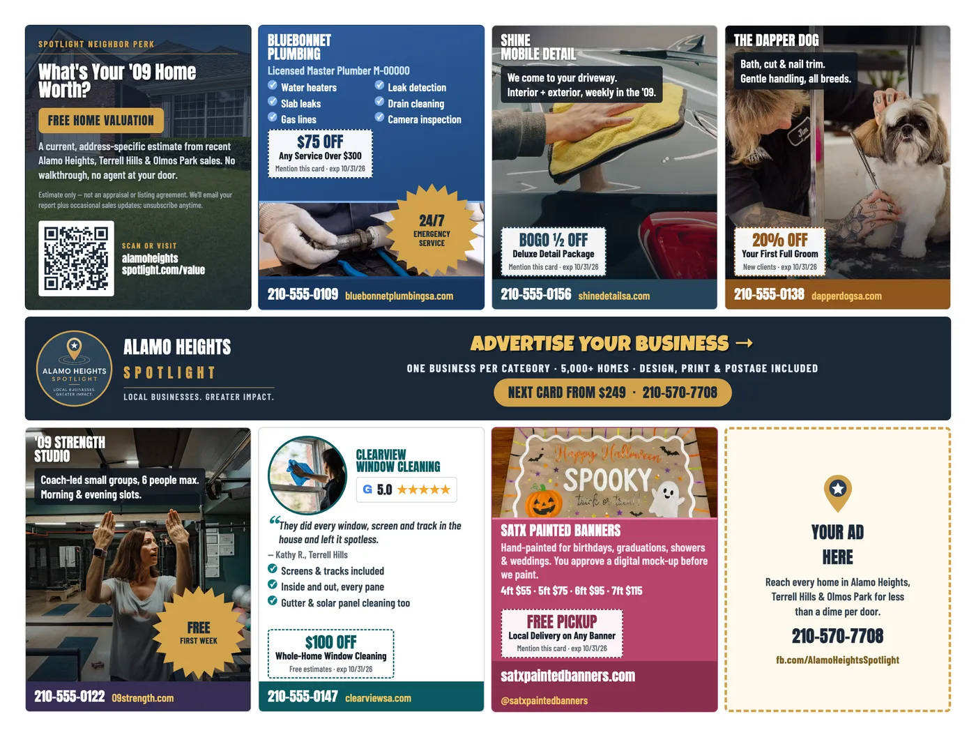 The back of the September 2026 Alamo Heights Spotlight card